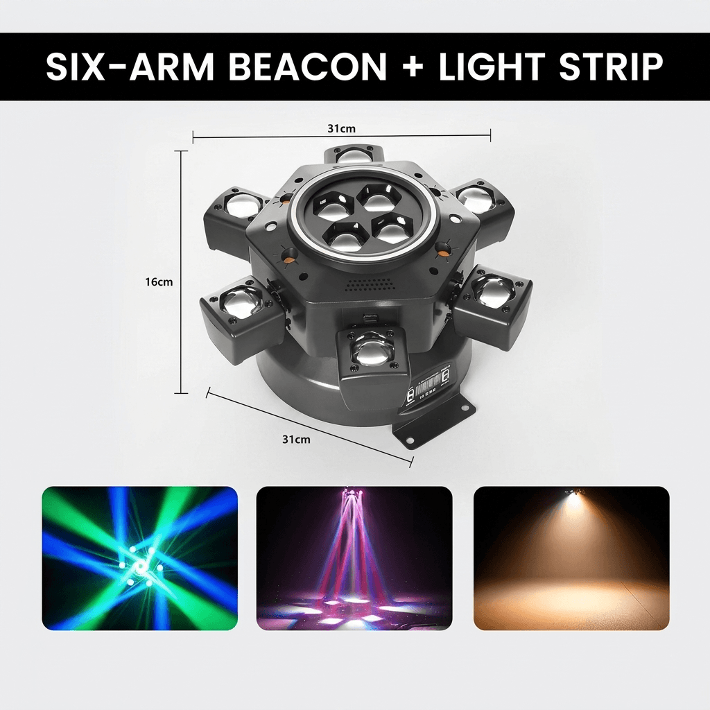 6-Beam Spider Moving Head Stage Light (RGBW & Laser)