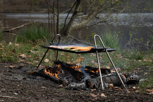 Portable Stainless Steel Camping Grill System | Foldable Outdoor BBQ Griddle with Lid & Press