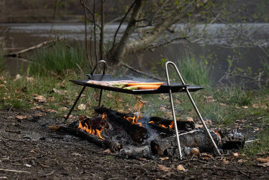 Portable Stainless Steel Camping Grill System | Foldable Outdoor BBQ Griddle with Lid & Press