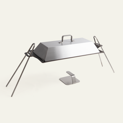 Portable Stainless Steel Camping Grill System | Foldable Outdoor BBQ Griddle with Lid & Press